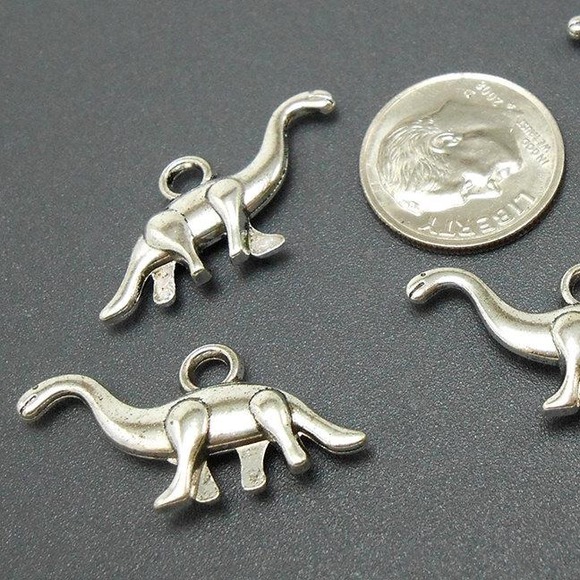 The Unbranded Brand Other - 10pcs Dinosaur Charms silver tone metal Brontosaurus for‎ jewelry making
